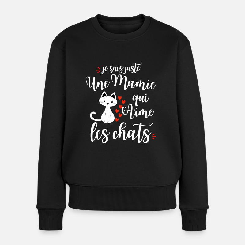 Katze Humor Lustige Katze - Frauen Premium Bio Pullover - Schwarz