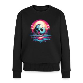 Saftiger tropfender Zucker-Totenkopf-Glasur-Mond - Frauen Premium Bio Pullover - Schwarz - Vorne - Julia (174cm)