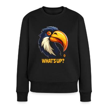 Was geht ab! Tukan Dschungel Vogel - Frauen Premium Bio Pullover - Schwarz - Vorne - Julia (174cm)