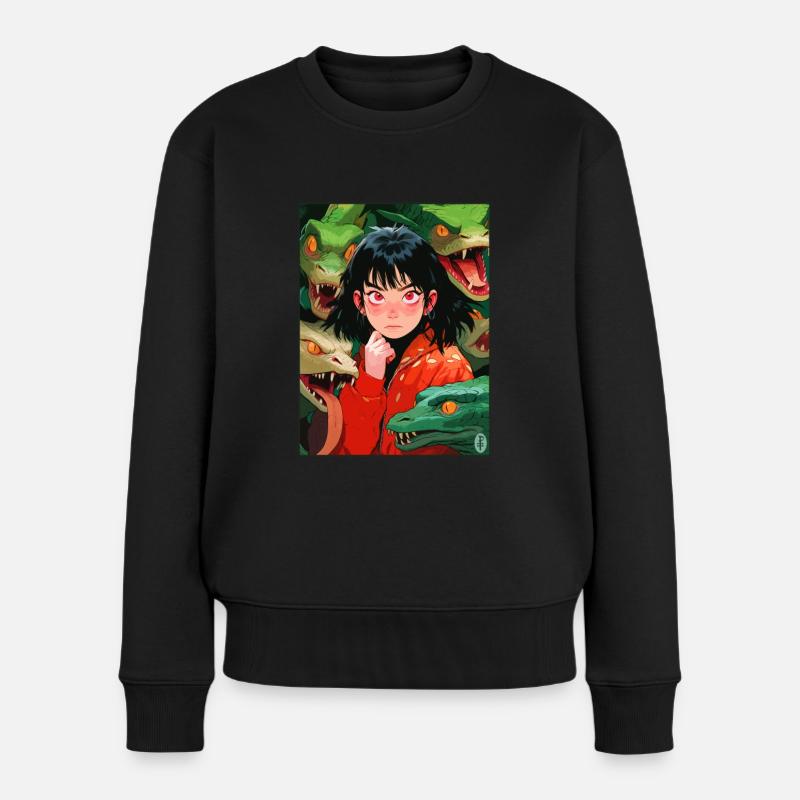Filles d’anime et serpents - Pull Premium bio Femme - noir
