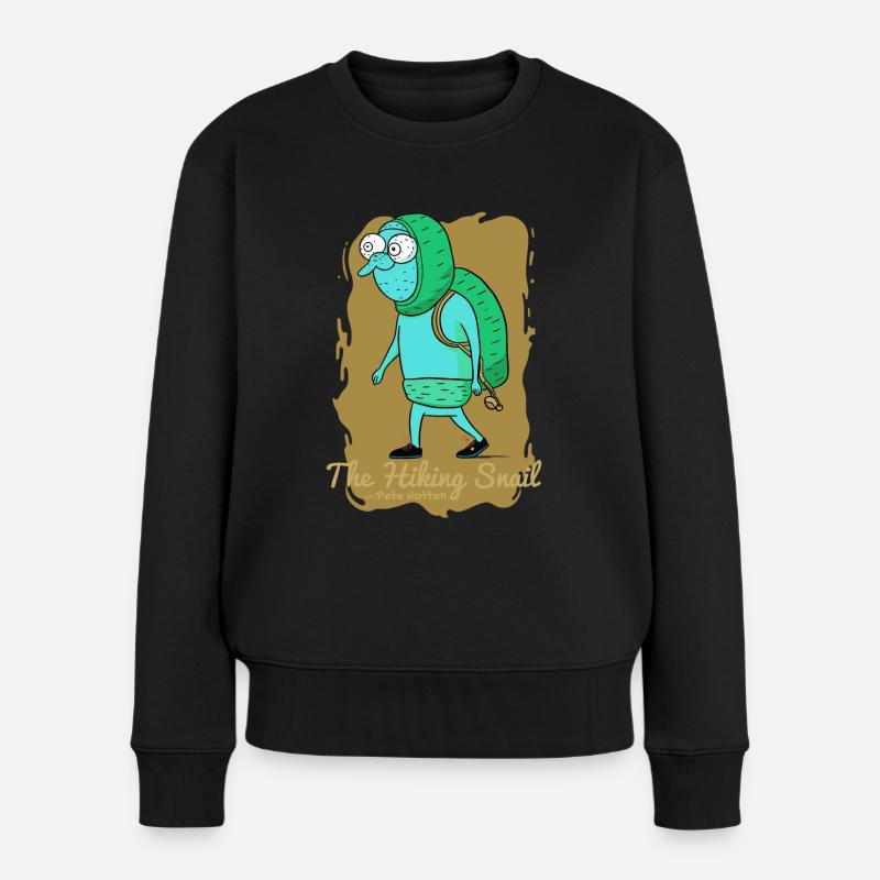 Der Wandernde Schnecke - Frauen Premium Bio Pullover - Schwarz