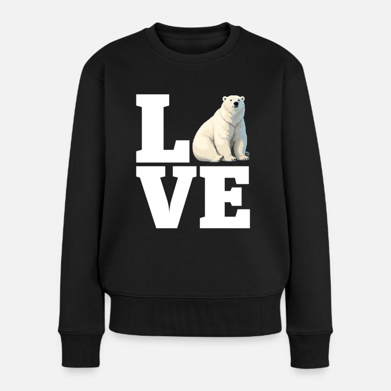 Liebe Lustig Eisbär Weiß Meeressäuger Arktis - Frauen Premium Bio Pullover - Schwarz