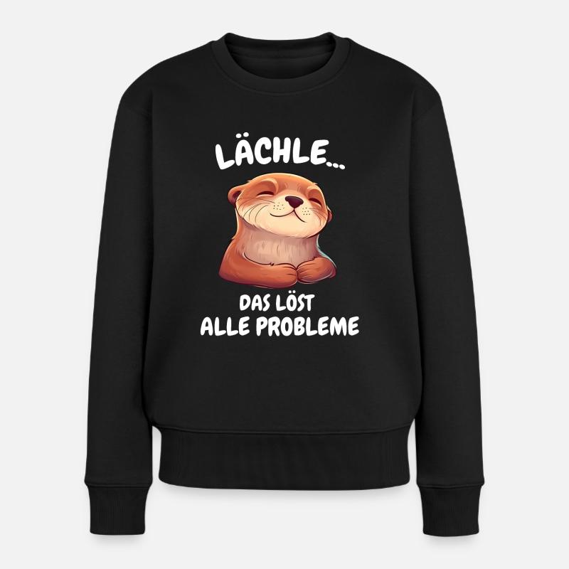 Otter Seeotter - Frauen Premium Bio Pullover - Schwarz