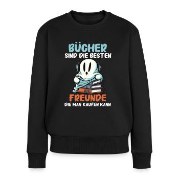 Buch Lesen Bücher Buch Nerd Bücherwurm - Frauen Premium Bio Pullover - Schwarz - Vorne - Julia (174cm)