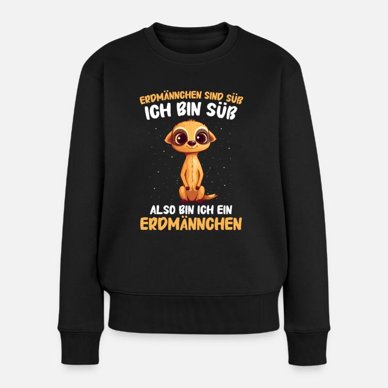 Erdmännchen Scharrtier Tier - Frauen Premium Bio Pullover - Schwarz