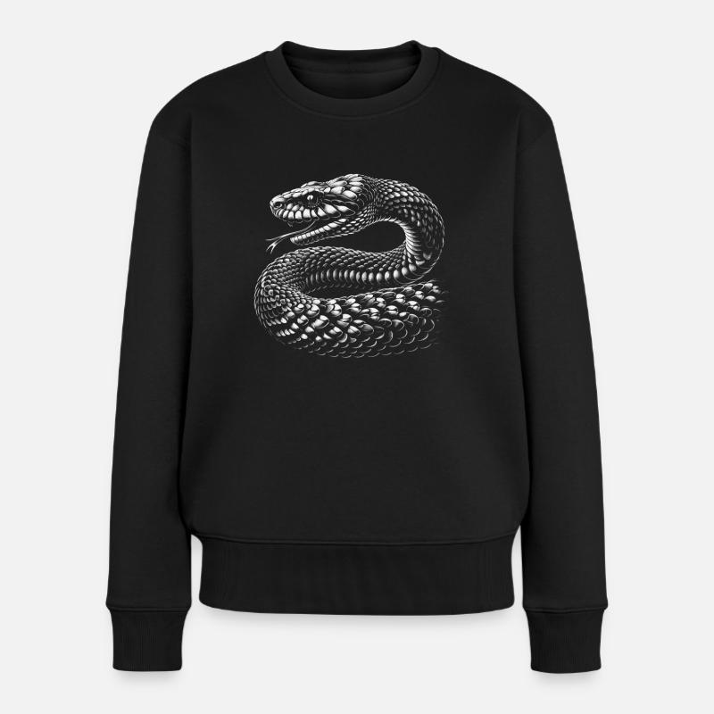 Schlange Schlangen Tier - Frauen Premium Bio Pullover - Schwarz