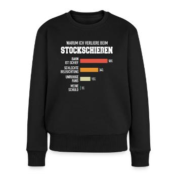 Stockschütze Eisstockschießen Eisstock - Frauen Premium Bio Pullover - Schwarz - Vorne - Julia (174cm)