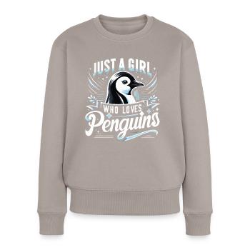 Pinguin Pinguine Tier - Frauen Premium Bio Pullover - Taupe - Vorne - Julia (174cm)