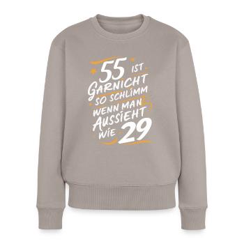 Geburtstagsgeschenk 55 Jahre Geburtstagskind - Frauen Premium Bio Pullover - Taupe - Vorne - Julia (174cm)