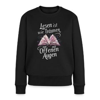 Buch Lesen Bücher Buch Nerd Bücherwurm - Frauen Premium Bio Pullover - Schwarz - Vorne - Julia (174cm)