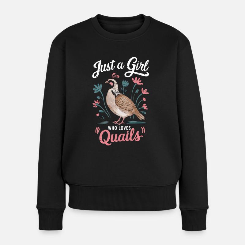 Wachtel Vogel Wachteln - Frauen Premium Bio Pullover - Schwarz