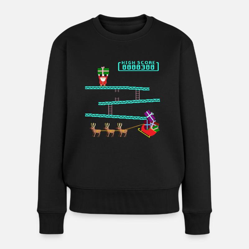 Santa Kong - Frauen Premium Bio Pullover - Schwarz