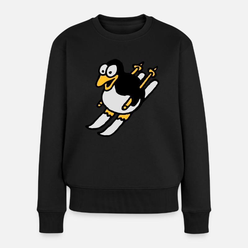 pinguin_ski_022011_i_3c - Frauen Premium Bio Pullover - Schwarz