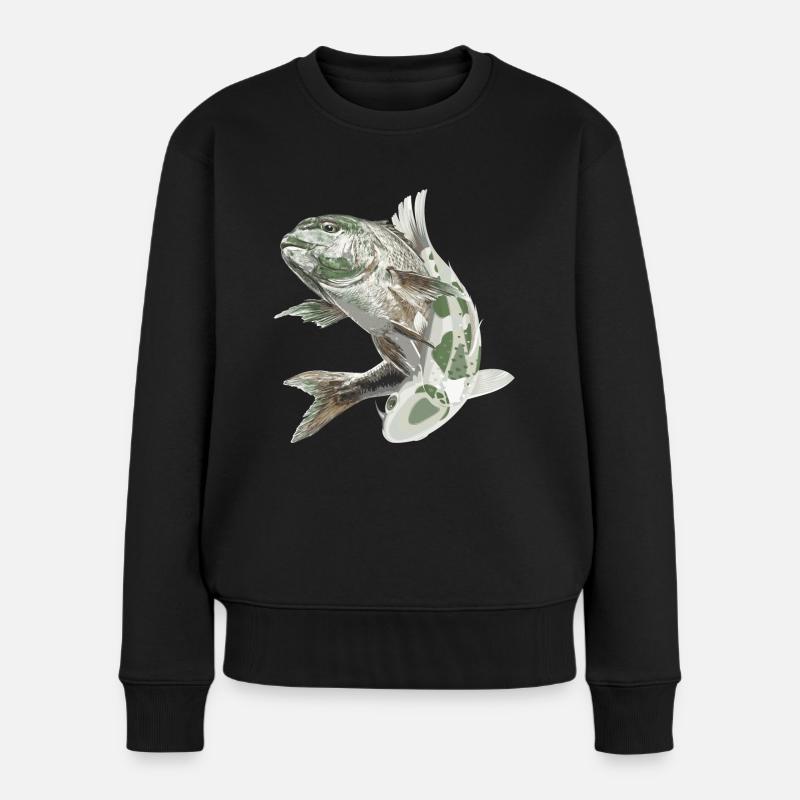 fische sternzeichen angler angeln - Frauen Premium Bio Pullover - Schwarz