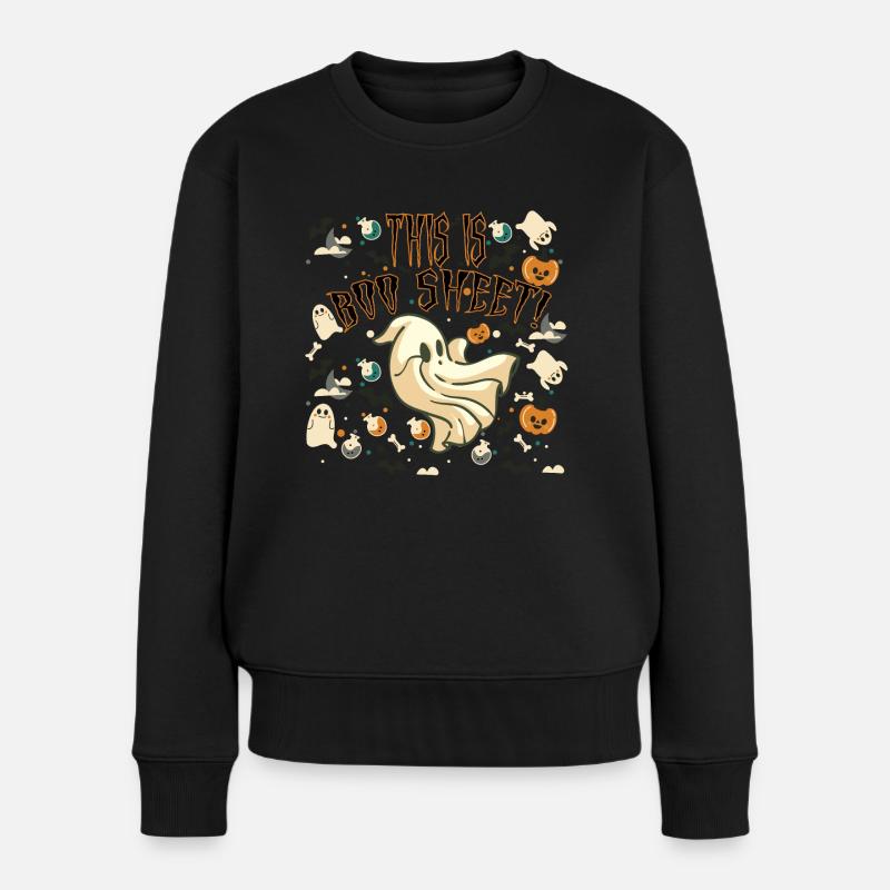Halloween dieses es Buh-Blatt - Frauen Premium Bio Pullover - Schwarz