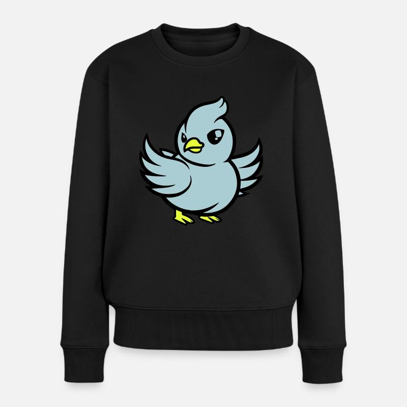 taube comic - Frauen Premium Bio Pullover - Schwarz