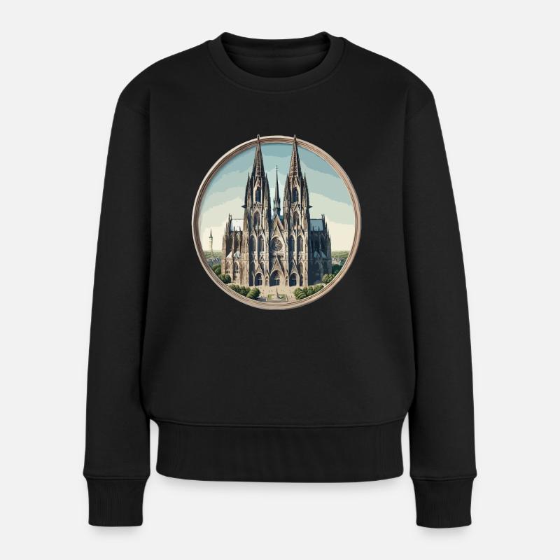 Kölner Dom - Frauen Premium Bio Pullover - Schwarz