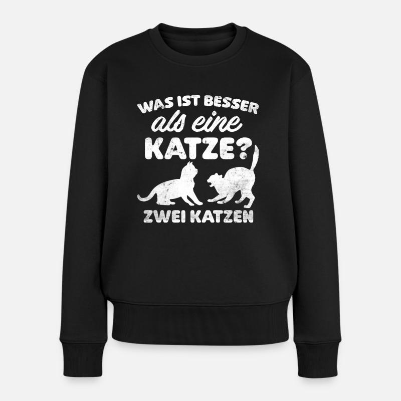 Was ist besser als eine Katze zwei Katzen Kätzchen - Frauen Premium Bio Pullover - Schwarz