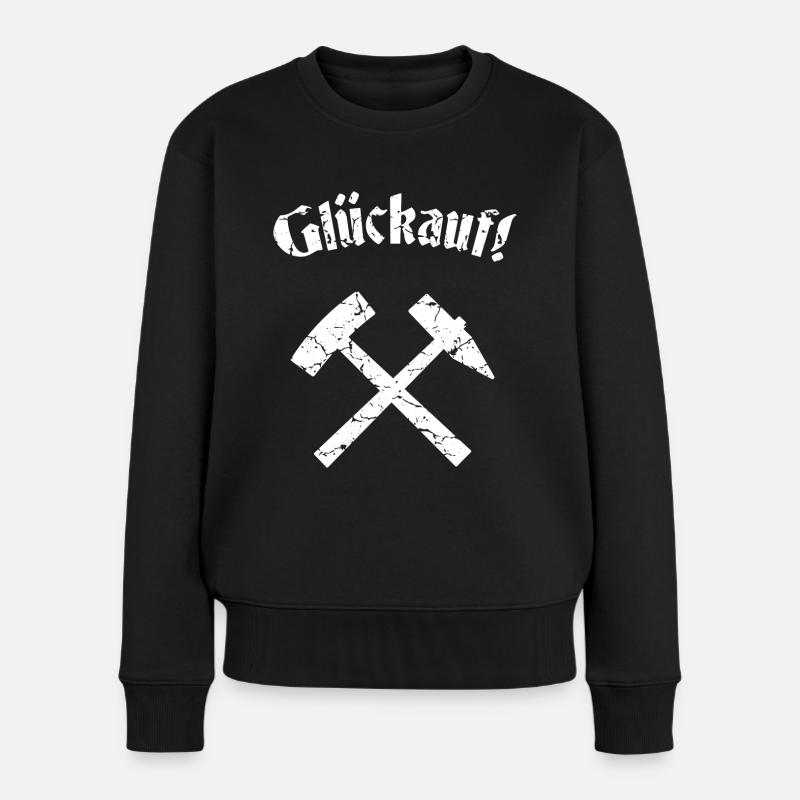 Glückauf - Frauen Premium Bio Pullover - Schwarz