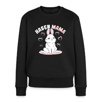 Hasenmama Süßer Hase Kaninchen - Frauen Premium Bio Pullover - Schwarz - Vorne - Julia (174cm)