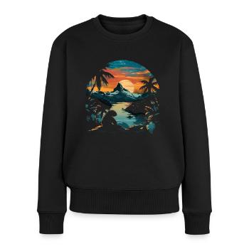 Sloth Sloth Animal Sloth Wilderness Beach Palm Trees - Women's Premium Organic Jumper - black - Front - Julia (174cm)