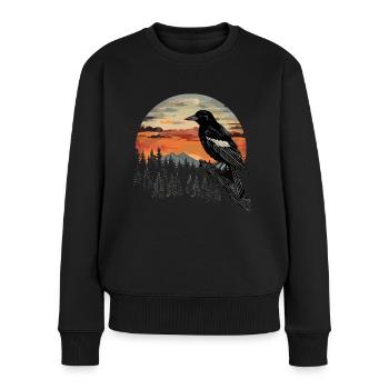 Elster Vogel Vogelzüchter Fliegen - Frauen Premium Bio Pullover - Schwarz - Vorne - Julia (174cm)