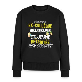 Ex Collègue Cadeau Départ Pour Retraite Femme - Pull Premium bio Femme - noir - Devant - Julia (174cm)