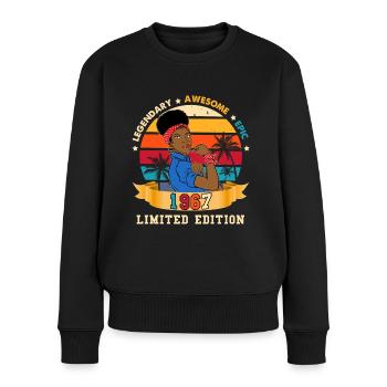 Vintage Women's Birthday 1967 Afro Women - Frauen Premium Bio Pullover - Schwarz - Vorne - Julia (174cm)