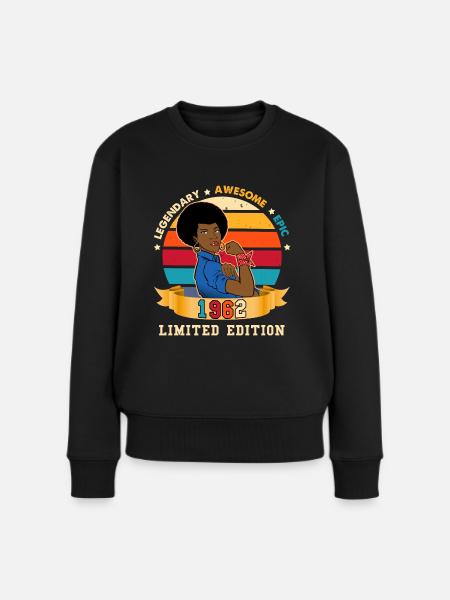 Woman Afro Geburtstag 1983 vintage Strong Woman - Frauen Premium Bio Pullover - Schwarz