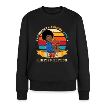 Anniversaire Femme Forte 1982 Vintage - Pull Premium bio Femme - noir - Devant - Julia (174cm)