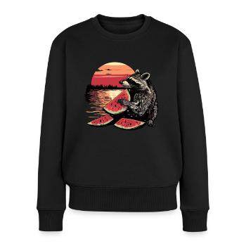 Süßer Waschbär Raccoon Natur Baby Waschbär Wald - Frauen Premium Bio Pullover - Schwarz - Vorne - Julia (174cm)