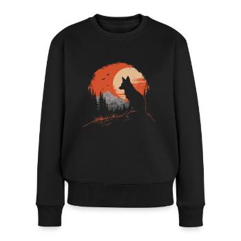 Fuchs Kopf Wald Tier Natur Bäume Baby Fuchs - Frauen Premium Bio Pullover - Schwarz - Vorne - Julia (174cm)