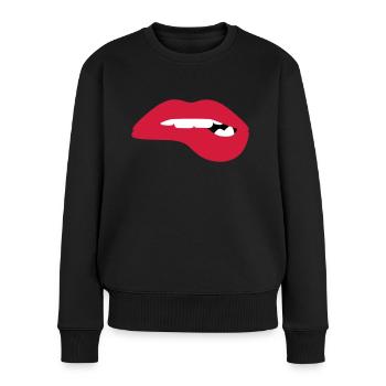 Des lèvres chaudes et pulpeuses veulent vous séduire - Pull Premium bio Femme - noir - Devant - Julia (174cm)