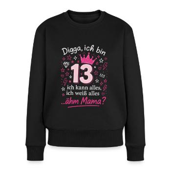 13 Geburtstag Mädchen Teenager - Frauen Premium Bio Pullover - Schwarz - Vorne - Julia (174cm)
