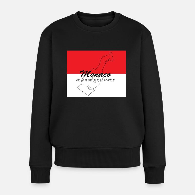Monaco - Stadtstaat mit GPS & Flagge - Frauen Premium Bio Pullover - Schwarz