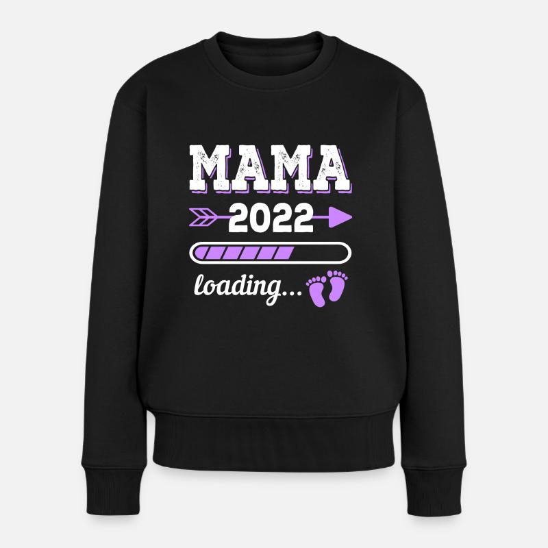 Mama 2022 Loading Werdende Mutter Geburt Geschenk - Frauen Premium Bio Pullover - Schwarz