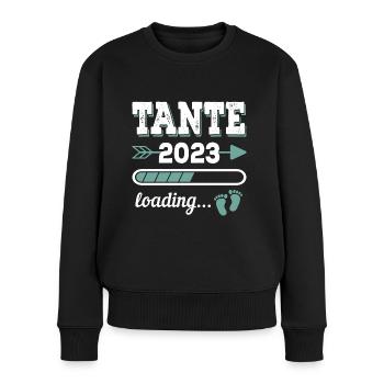 Tante 2023 Loading Patentante Geschenk - Frauen Premium Bio Pullover - Schwarz - Vorne - Julia (174cm)