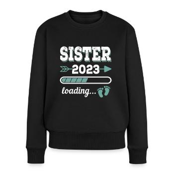 Sister 2023 Loading Big Sister Gift - Women's Premium Organic Jumper - black - Front - Julia (174cm)