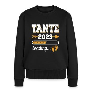 Tante 2023 Zukünftige Patentante Geschenkidee - Frauen Premium Bio Pullover - Schwarz - Vorne - Julia (174cm)