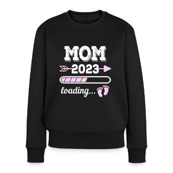 Maman 2023 Future Mère Naissance Grossesse - Pull Premium bio Femme - noir - Devant - Julia (174cm)
