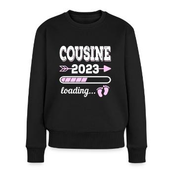 Große Cousine 2023 Geburt Geschenkidee - Frauen Premium Bio Pullover - Schwarz - Vorne - Julia (174cm)