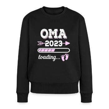 Oma Großmutter 2023 Geburt Geschenkidee - Frauen Premium Bio Pullover - Schwarz - Vorne - Julia (174cm)