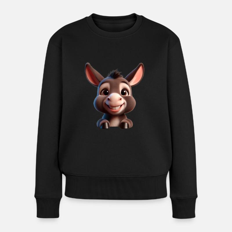 Baby Donkey Esel Mule - Frauen Premium Bio Pullover - Schwarz