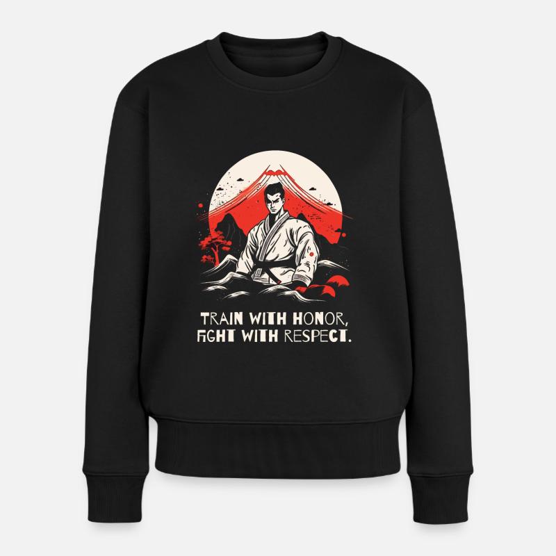 Trainiere mit Ehre, Kampf mit Respekt: Karate Dojo - Frauen Premium Bio Pullover - Schwarz