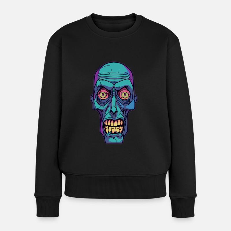 Monster Zombie - Frauen Premium Bio Pullover - Schwarz
