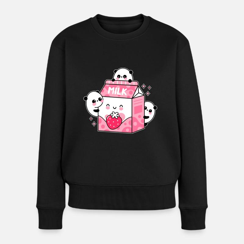 Strawberry Milk - Frauen Premium Bio Pullover - Schwarz