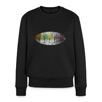 bunt winter wald winterwald - Frauen Premium Bio Pullover - Schwarz - Vorne - Julia (174cm)