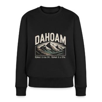 Dahoam – Heimat is a Gfui mit Bergmotiv - Frauen Premium Bio Pullover - Schwarz - Vorne - Julia (174cm)