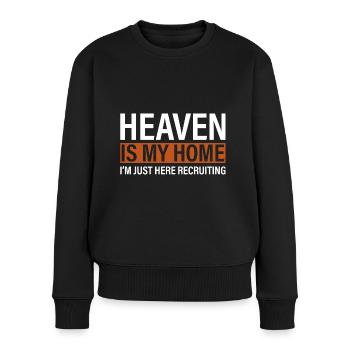 Messages de la Bible Le ciel a juste pardonné - Pull Premium bio Femme - noir - Devant - Julia (174cm)
