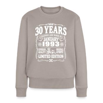 cadeau anniversaire 30 ans - janvier 1993 - Pull Premium bio Femme - taupe - Devant - Julia (174cm)